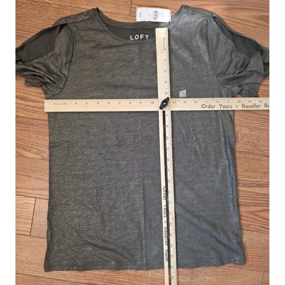 Loft Tees Sz S Black & Green Gold Cotton Short Sleeve Lot Of 2 Cold Shoulder NWT - Picture 5 of 13